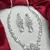 Silver Crystal Bridal Necklace Earrings Set, Floral Teardrop Design, Wedding Jewelry