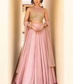 Pink Soft Roman Silk Beautiful Plain Lehenga With Pocket & Embroidery Sequins Work Choli Readymade Lehenga Choli