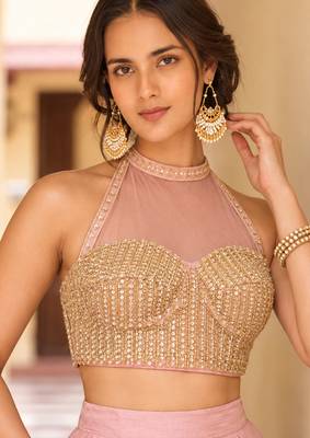 Pink Soft Roman Silk Beautiful Plain Lehenga With Pocket & Embroidery Sequins Work Choli Readymade Lehenga Choli 4