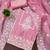 pink cotton blend embroidered unstitched dressmaterials 3 pair top bottom dupptaa