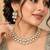 Indian Kundan Bridal Necklace Set, Gold Tone Pearl Earrings, Traditional Wedding Jewelry
