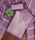 lavender chanderi embroidered unstitched dress materials 3 pair top bottom dupatta