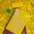 yellow chanderi embroidered unstitched dress materials 3 pair top bottom dupatta