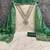 green chanderi embroidered unstitched dress materials 3 pair top bottom dupatta