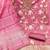 pink jacquard  embroidered unstitched dressmaterials 3 pair top bottom dupptaa