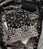 black georgette embroidered unstitched dressmaterials 3 pair top bottom dupptaa