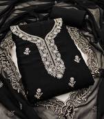 black georgette embroidered unstitched dressmaterials 3 pair top bottom dupptaa