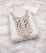 white jacquard  embroidered unstitched dressmaterials 3 pair top bottom dupptaa