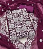 wine georgette embroidered unstitched dressmaterials 3 pair top bottom dupptaa