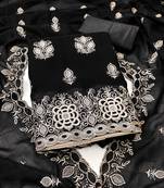 black silk blend embroidered unstitched dressmaterials 3 pair top bottom dupptaa