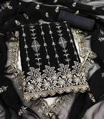 black georgette embroidered unstitched dressmaterials 3 pair top bottom dupptaa