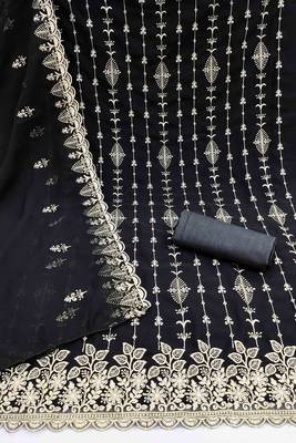 black georgette embroidered unstitched dressmaterials 3 pair top bottom dupptaa 2