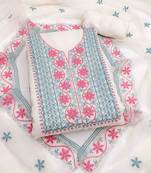 white georgette embroidered unstitched dressmaterials 3 pair top bottom dupptaa