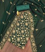 green georgette embroidered unstitched dressmaterials 3 pair top bottom dupptaa