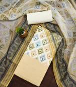 yellow cotton blend embroidered unstitched dressmaterials 3 pair top bottom dupptaa