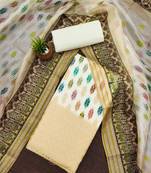yellow cotton blend embroidered unstitched dressmaterials 3 pair top bottom dupptaa