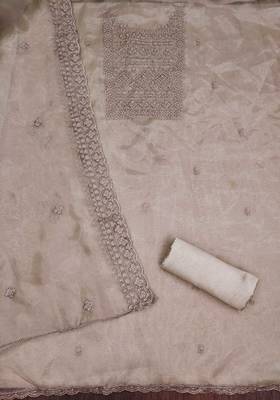 grey organza embroidered unstitched dressmaterials 3 pair top bottom dupptaa 3