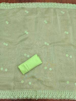sea green organza embroidered unstitched dressmaterials 3 pair top bottom dupptaa 2