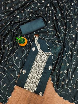 black silk blend embroidered unstitched dressmaterials 3 pair top bottom dupptaa 1
