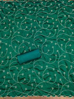 green silk blend embroidered unstitched dressmaterials 3 pair top bottom dupptaa 2