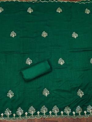 green silk blend embroidered unstitched dressmaterials 3 pair top bottom dupptaa 4