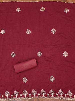 red silk blend embroidered unstitched dressmaterials 3 pair top bottom dupptaa 4