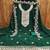 green georgette embroidered unstitched dressmaterials 3 pair top bottom dupptaa