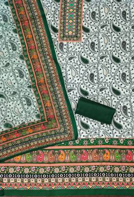 green cotton blend embroidered unstitched dressmaterials 3 pair top bottom dupptaa 2