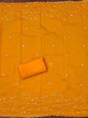 musturd cotton blend embroidered unstitched dressmaterials 3 pair top bottom dupptaa 2