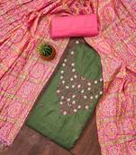 sea green cotton blend embroidered unstitched dressmaterials 3 pair top bottom dupptaa