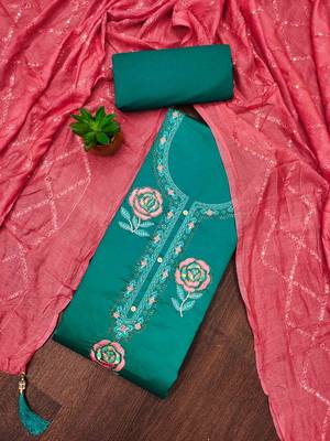 indigo georgette embroidered unstitched dressmaterials 3 pair top bottom dupptaa 1