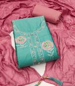 sky silk blend embroidered unstitched dressmaterials 3 pair top bottom dupptaa