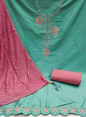 sky silk blend embroidered unstitched dressmaterials 3 pair top bottom dupptaa 2