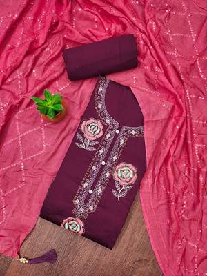 multi georgette embroidered unstitched dressmaterials 3 pair top bottom dupptaa 1