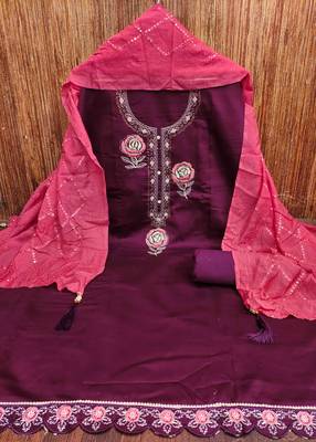 multi georgette embroidered unstitched dressmaterials 3 pair top bottom dupptaa 2