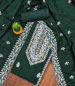 green silk blend embroidered unstitched dressmaterials 3 pair top bottom dupptaa