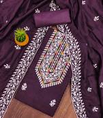 purple silk blend embroidered unstitched dressmaterials 3 pair top bottom dupptaa