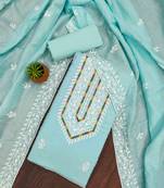 sky silk blend embroidered unstitched dressmaterials 3 pair top bottom dupptaa