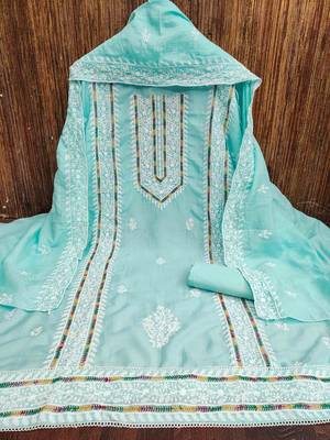 sky silk blend embroidered unstitched dressmaterials 3 pair top bottom dupptaa 2