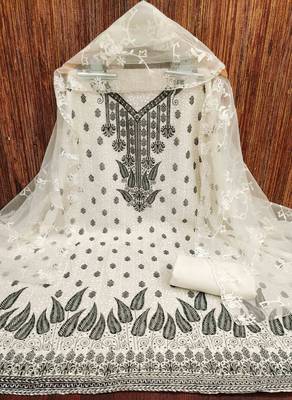 black georgette embroidered unstitched dressmaterials 3 pair top bottom dupptaa 2