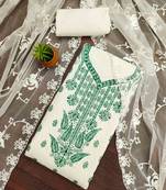 sky georgette embroidered unstitched dressmaterials 3 pair top bottom dupptaa