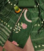 green cotton blend embroidered unstitched dressmaterials 3 pair top bottom dupptaa