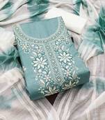 sky cotton blend embroidered unstitched dressmaterials 3 pair top bottom dupptaa