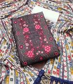 brown cotton blend embroidered unstitched dressmaterials 3 pair top bottom dupptaa