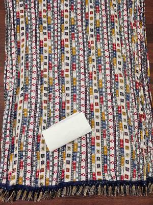 brown cotton blend embroidered unstitched dressmaterials 3 pair top bottom dupptaa 2