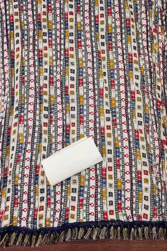 brown cotton blend embroidered unstitched dressmaterials 3 pair top bottom dupptaa
