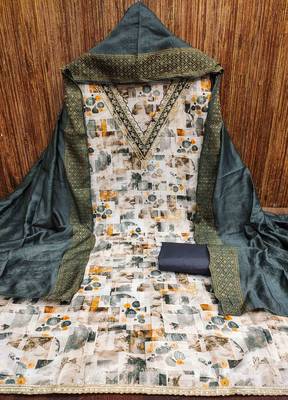 black cotton blend embroidered unstitched dressmaterials 3 pair top bottom dupptaa 3
