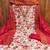 red cotton blend embroidered unstitched dressmaterials 3 pair top bottom dupptaa