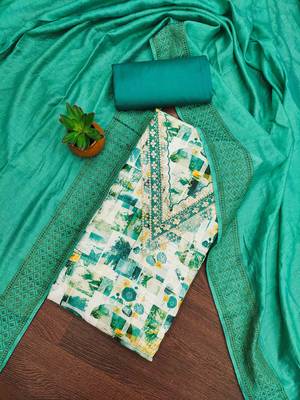 sky cotton blend embroidered unstitched dressmaterials 3 pair top bottom dupptaa 1