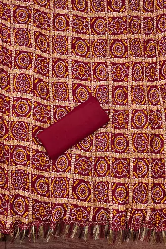 pink cotton blend embroidered unstitched dressmaterials 3 pair top bottom dupptaa